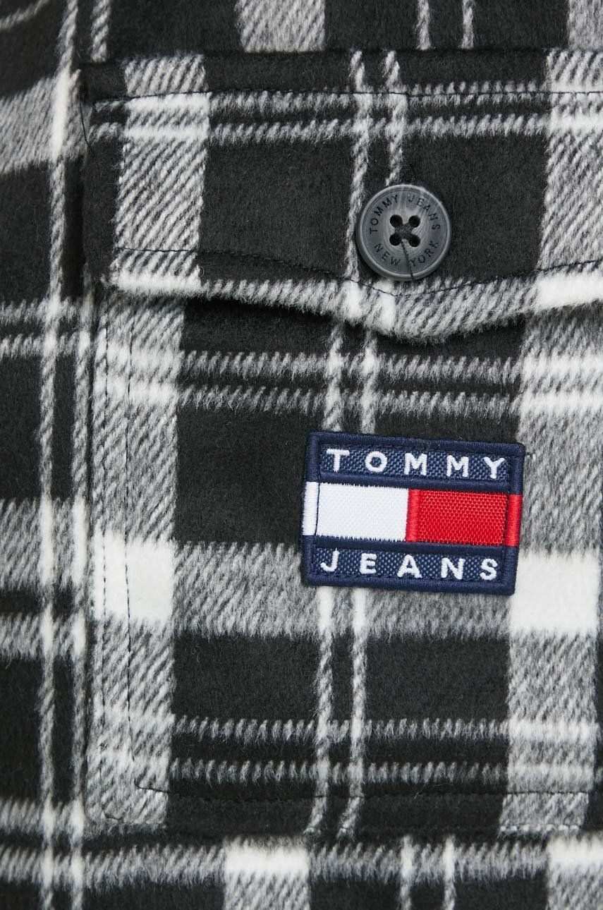 Tommy Jeans Риза дамска в черно със свободна кройка с класическа яка - Pepit.bg