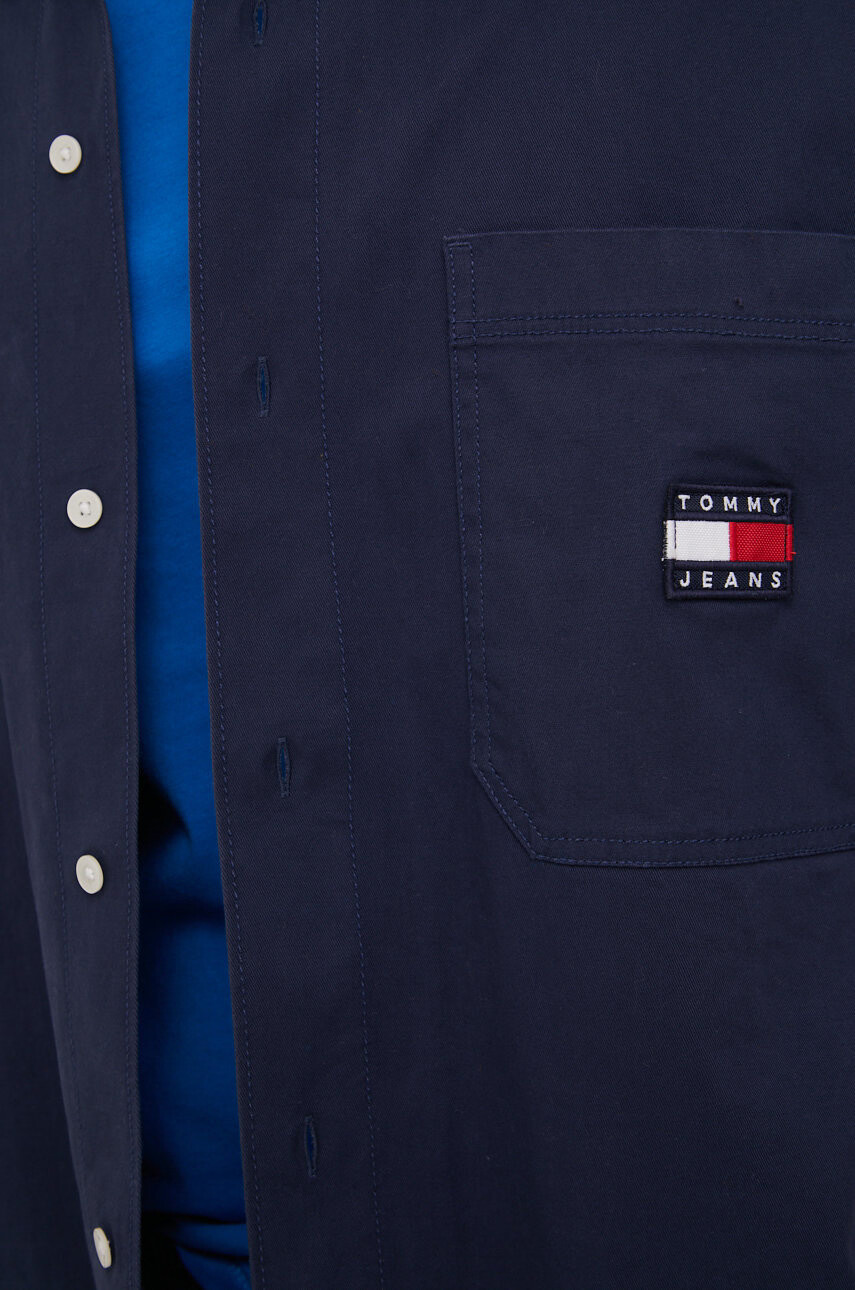 Tommy Jeans Риза мъжка в тъмносиньо със свободна кройка - Pepit.bg