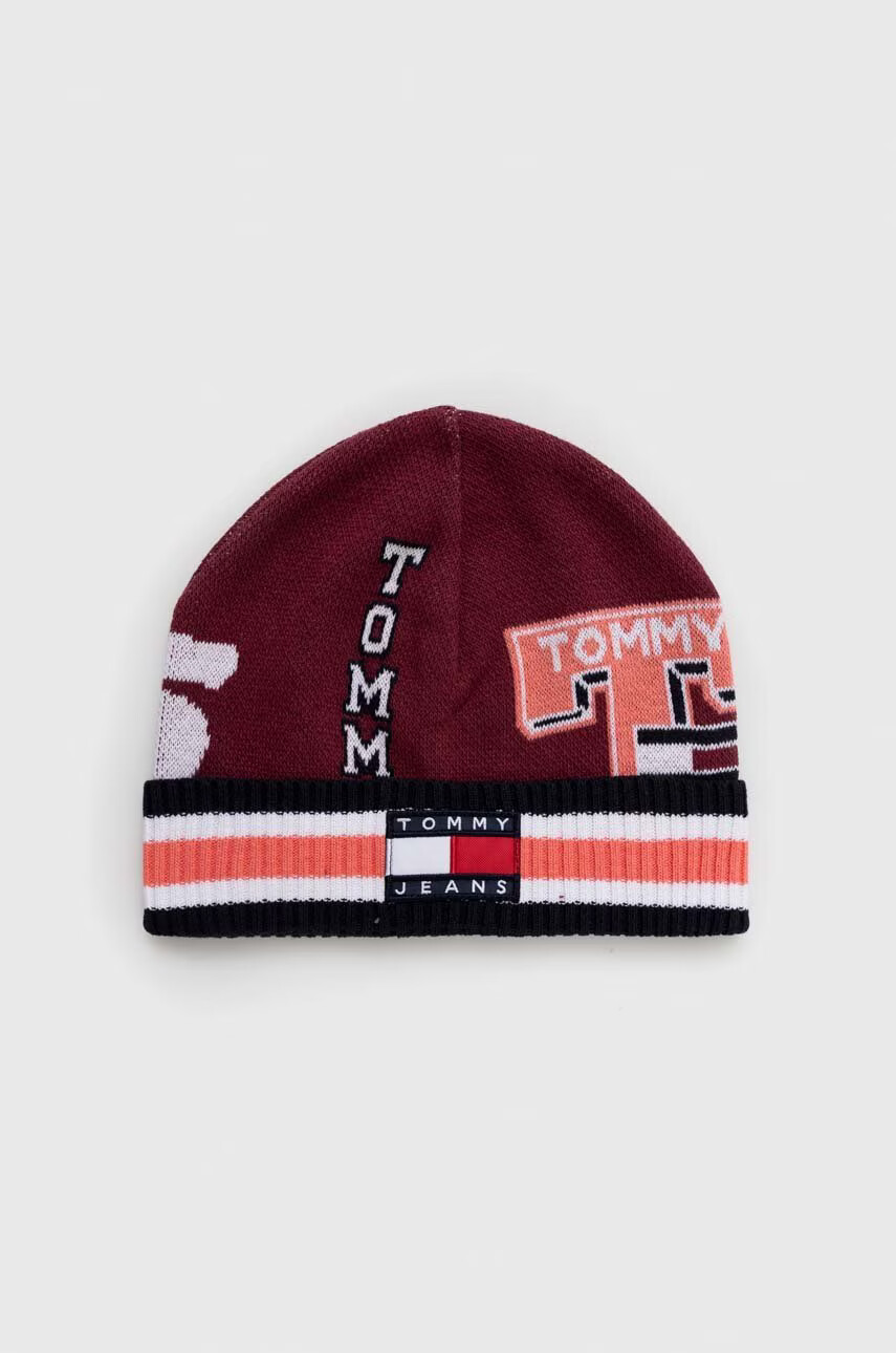 Tommy Jeans Шапка в бордо с фина плетка - Pepit.bg