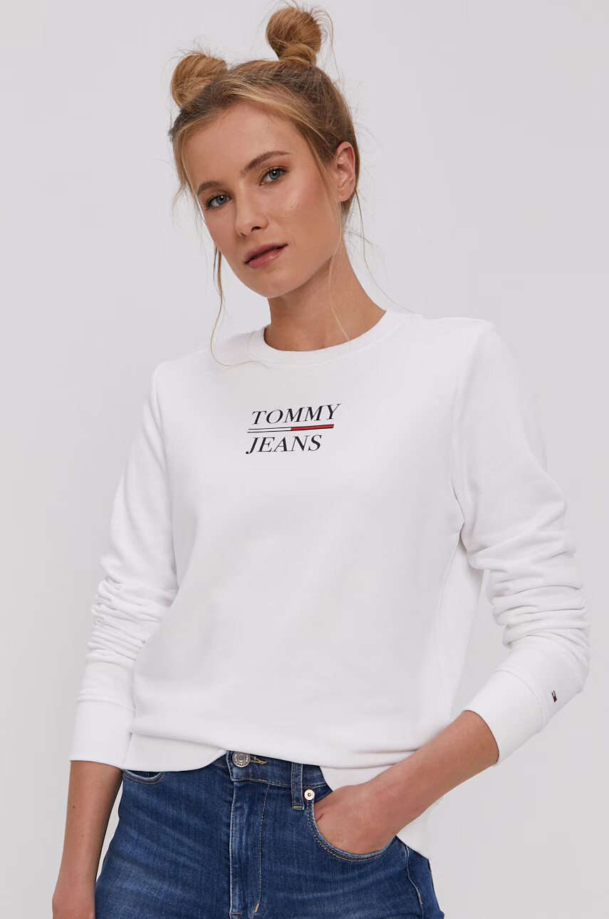 Tommy Jeans Суичър дамски в бяло с принт - Pepit.bg