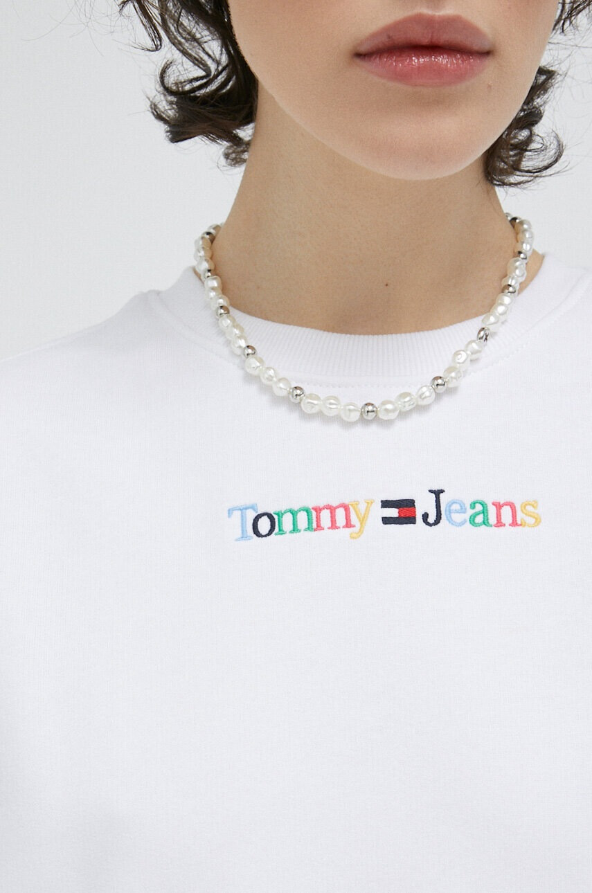Tommy Jeans Суичър в бяло с апликация - Pepit.bg