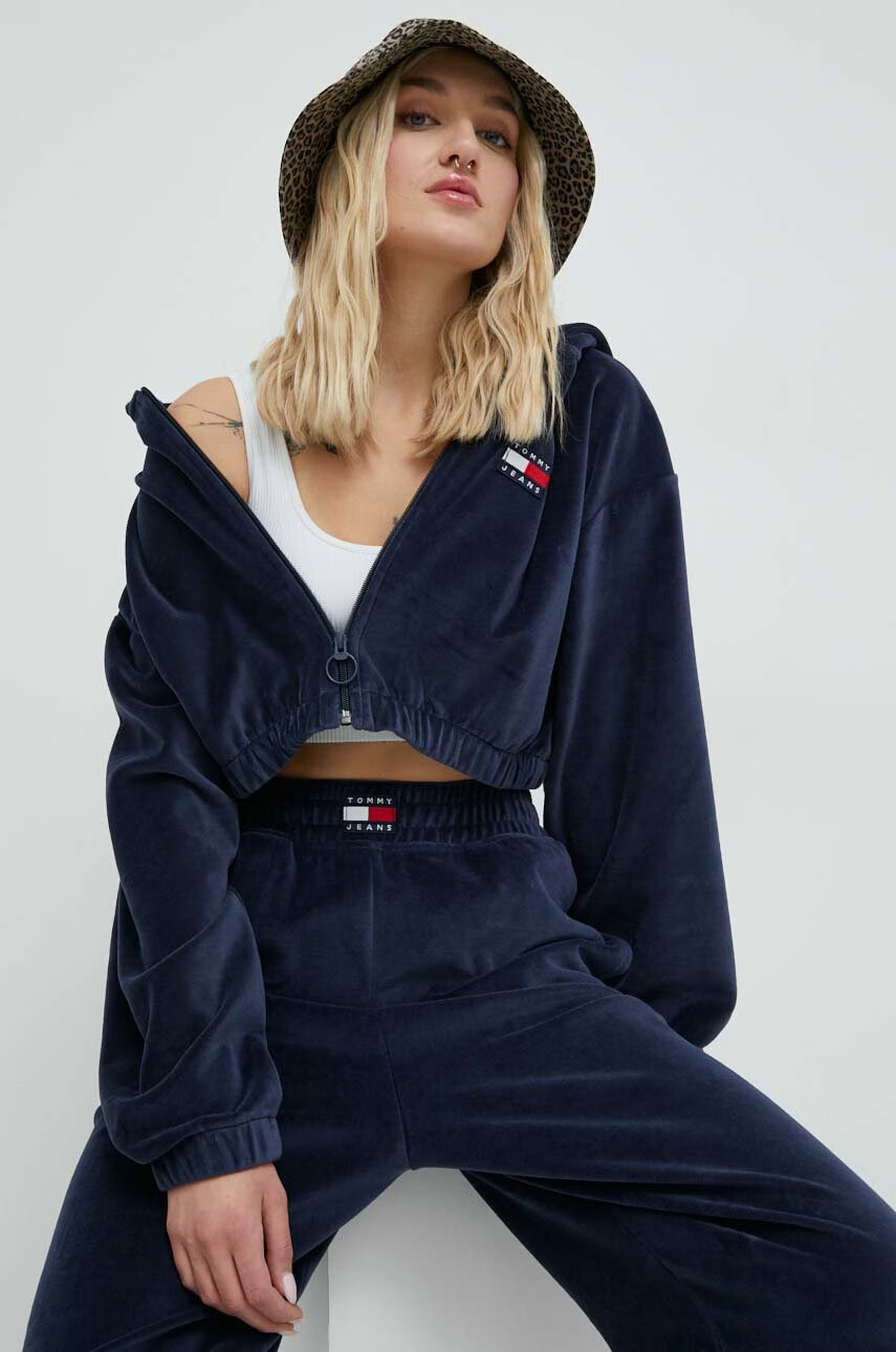 Tommy Jeans Суичър в тъмносиньо с качулка с апликация - Pepit.bg