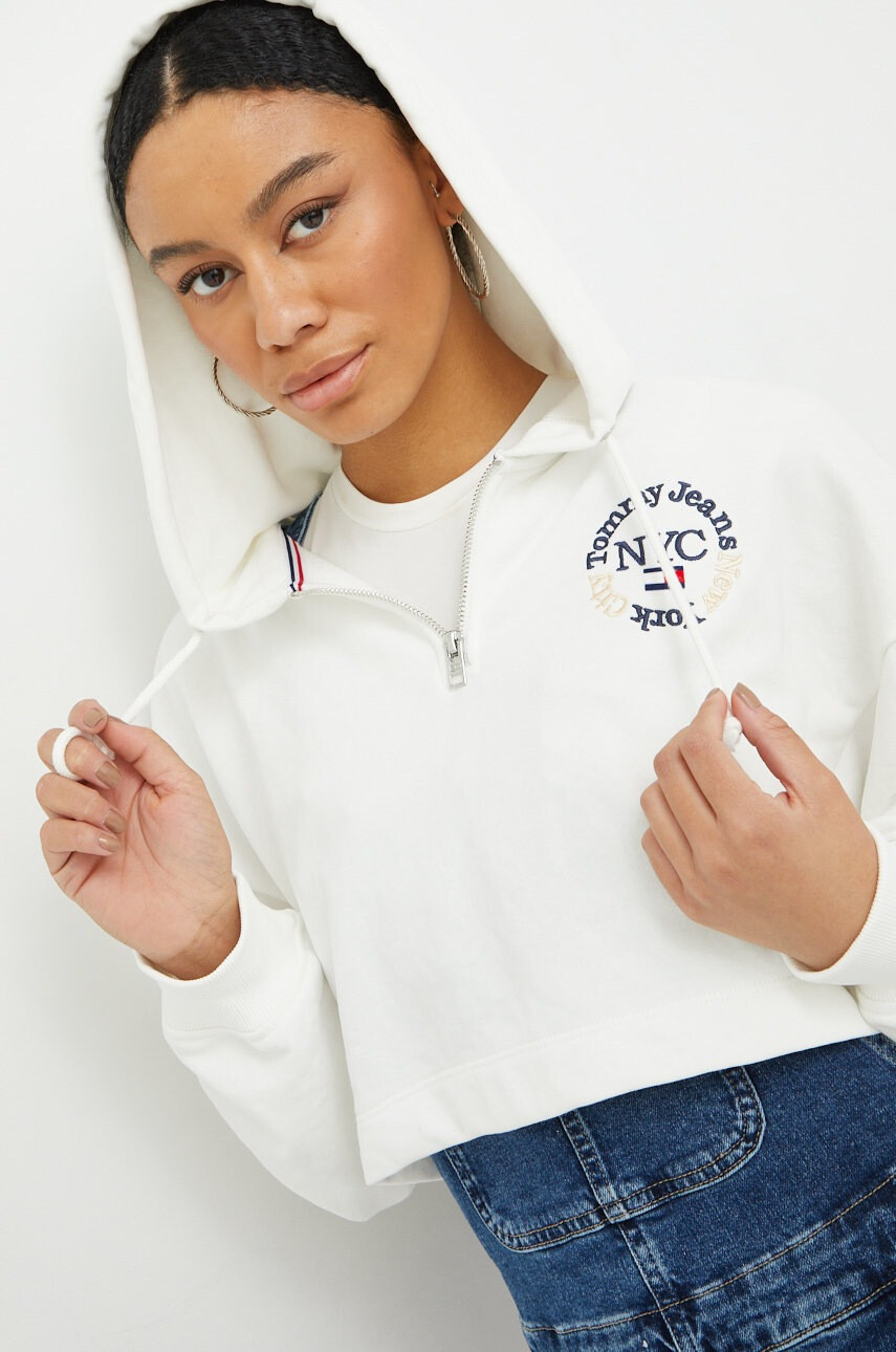 Tommy Jeans Суичър в бяло с апликация - Pepit.bg