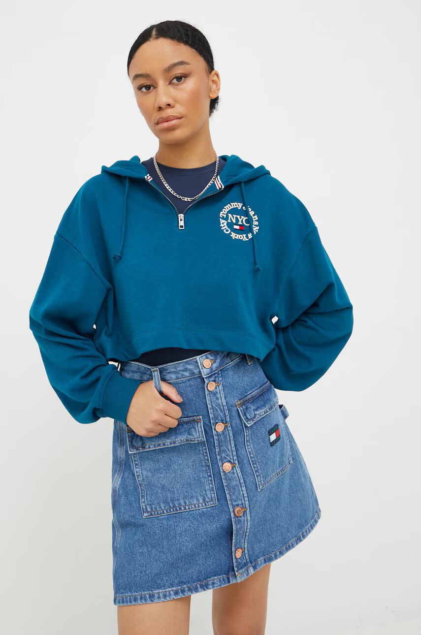 Tommy Jeans Суичър в тюркоазено с апликация - Pepit.bg