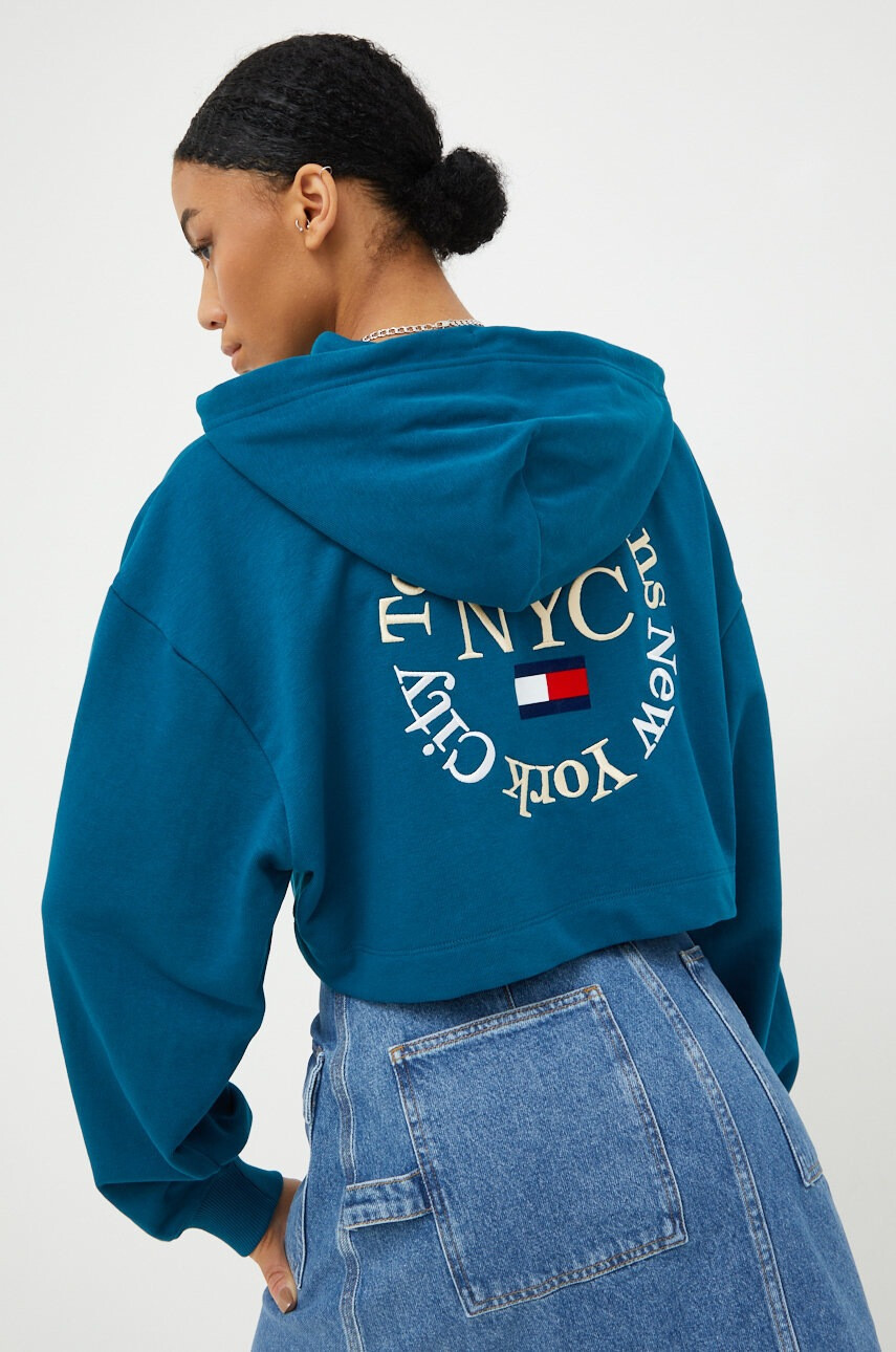 Tommy Jeans Суичър в тюркоазено с апликация - Pepit.bg