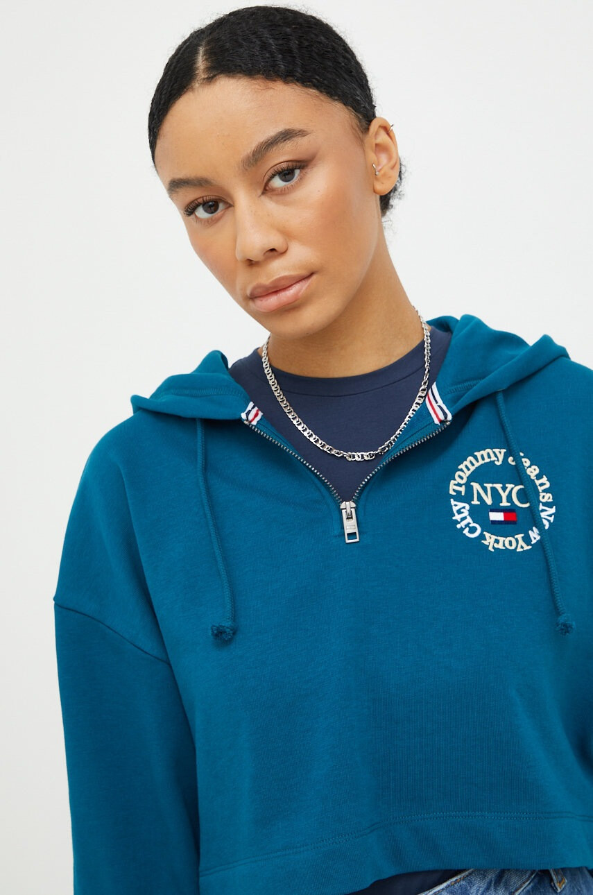 Tommy Jeans Суичър в тюркоазено с апликация - Pepit.bg