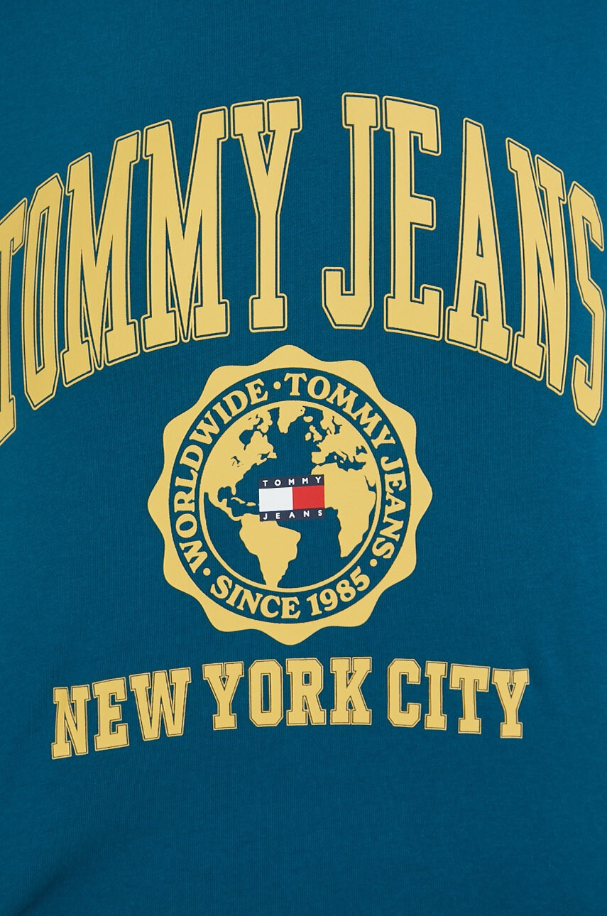 Tommy Jeans Суичър в тюркоазено с принт - Pepit.bg
