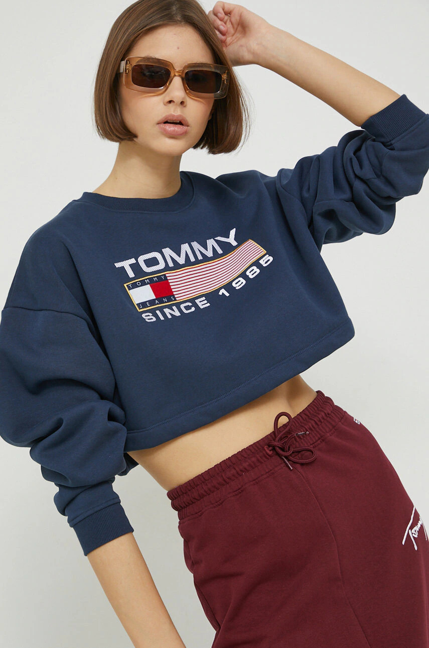 Tommy Jeans Суичър в тъмносиньо с апликация - Pepit.bg