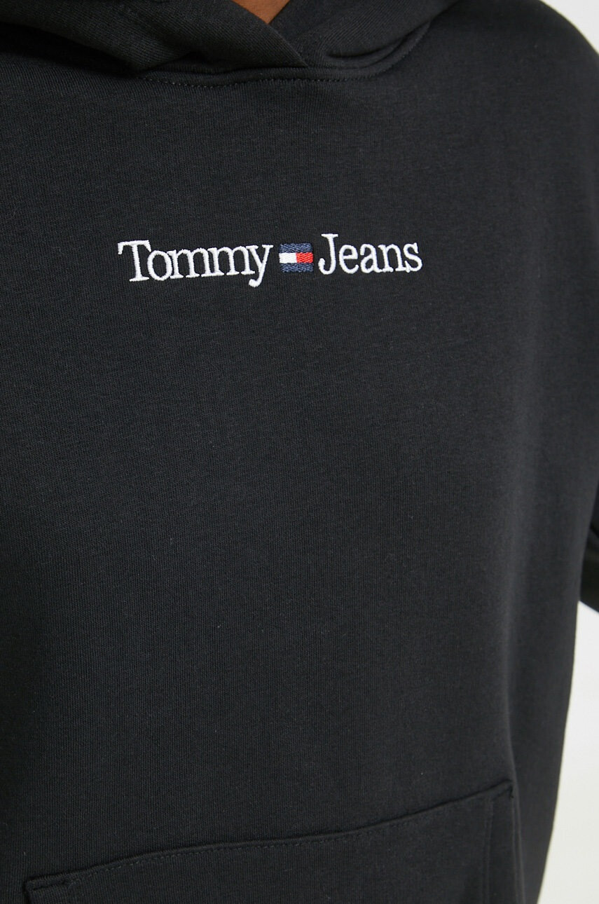 Tommy Jeans Суичър в черно с качулка с десен - Pepit.bg