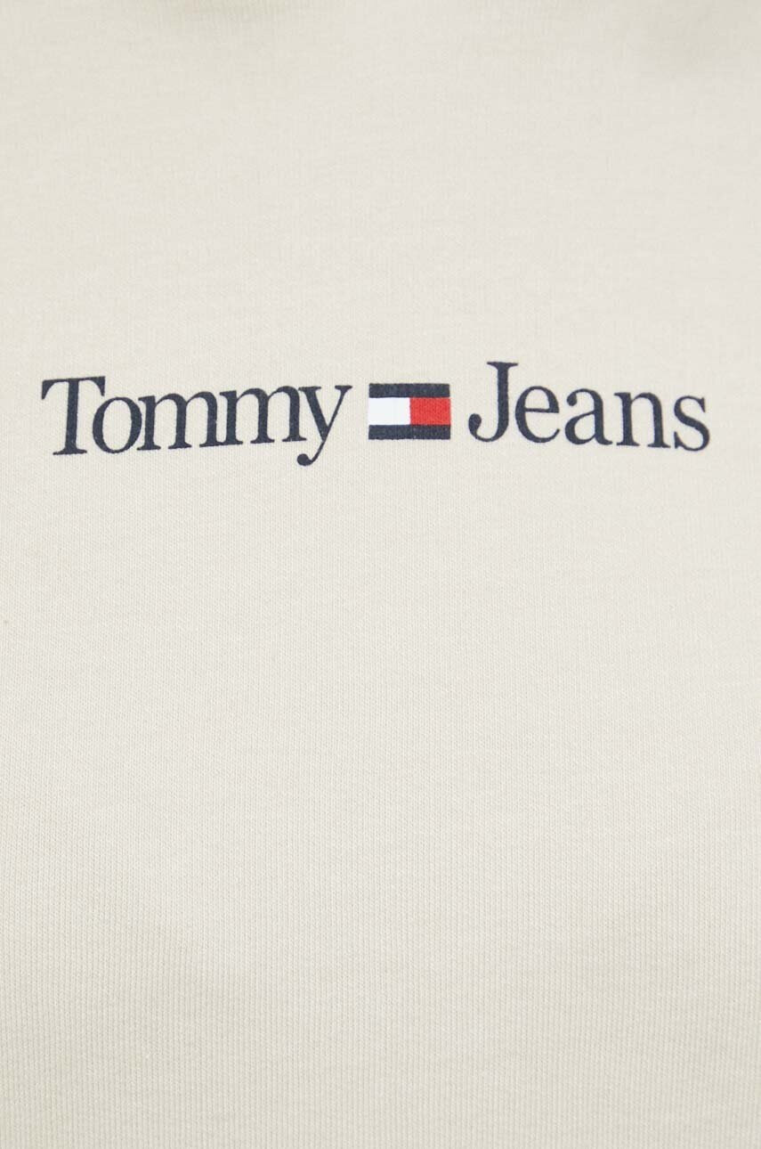 Tommy Jeans Суичър в бежово с качулка с принт - Pepit.bg