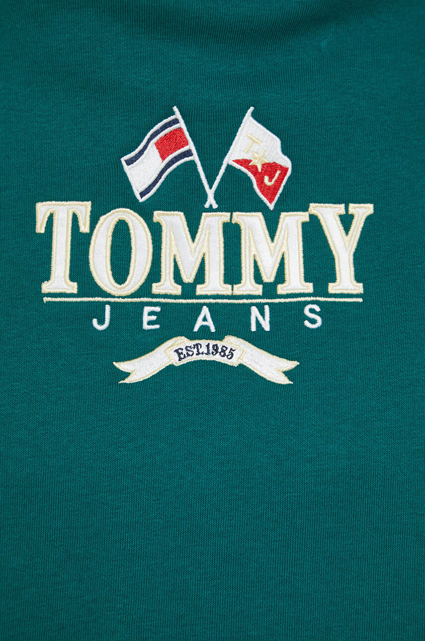 Tommy Jeans Суичър в зелено с качулка с апликация - Pepit.bg