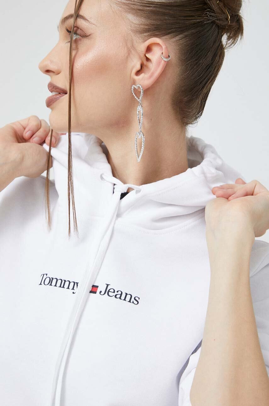 Tommy Jeans Суичър в бяло с качулка с принт - Pepit.bg