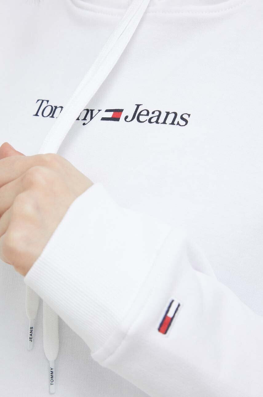 Tommy Jeans Суичър в бяло с качулка с принт - Pepit.bg