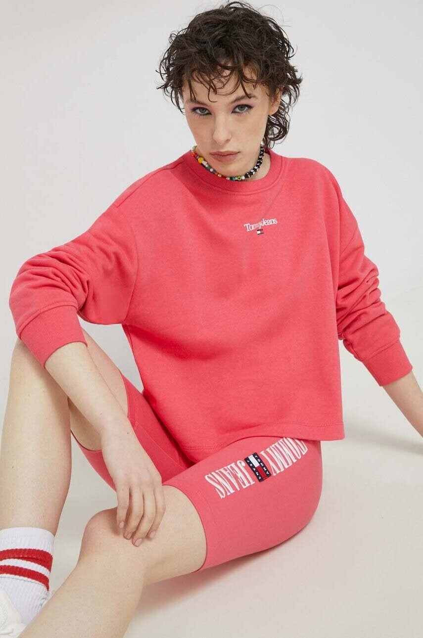 Tommy Jeans Суичър в розово с принт - Pepit.bg