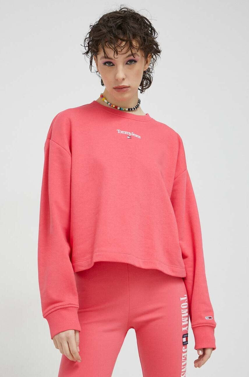 Tommy Jeans Суичър в розово с принт - Pepit.bg