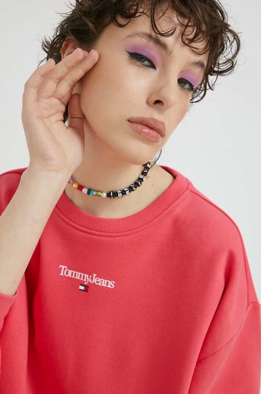 Tommy Jeans Суичър в розово с принт - Pepit.bg