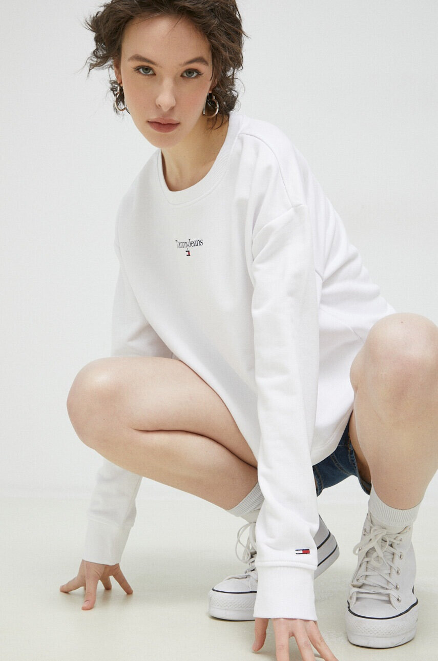 Tommy Jeans Суичър в бяло с принт - Pepit.bg