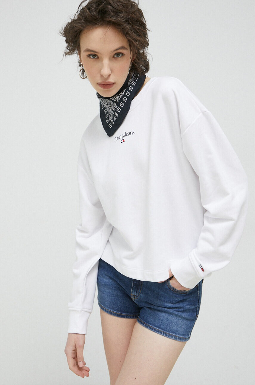 Tommy Jeans Суичър в бяло с принт - Pepit.bg