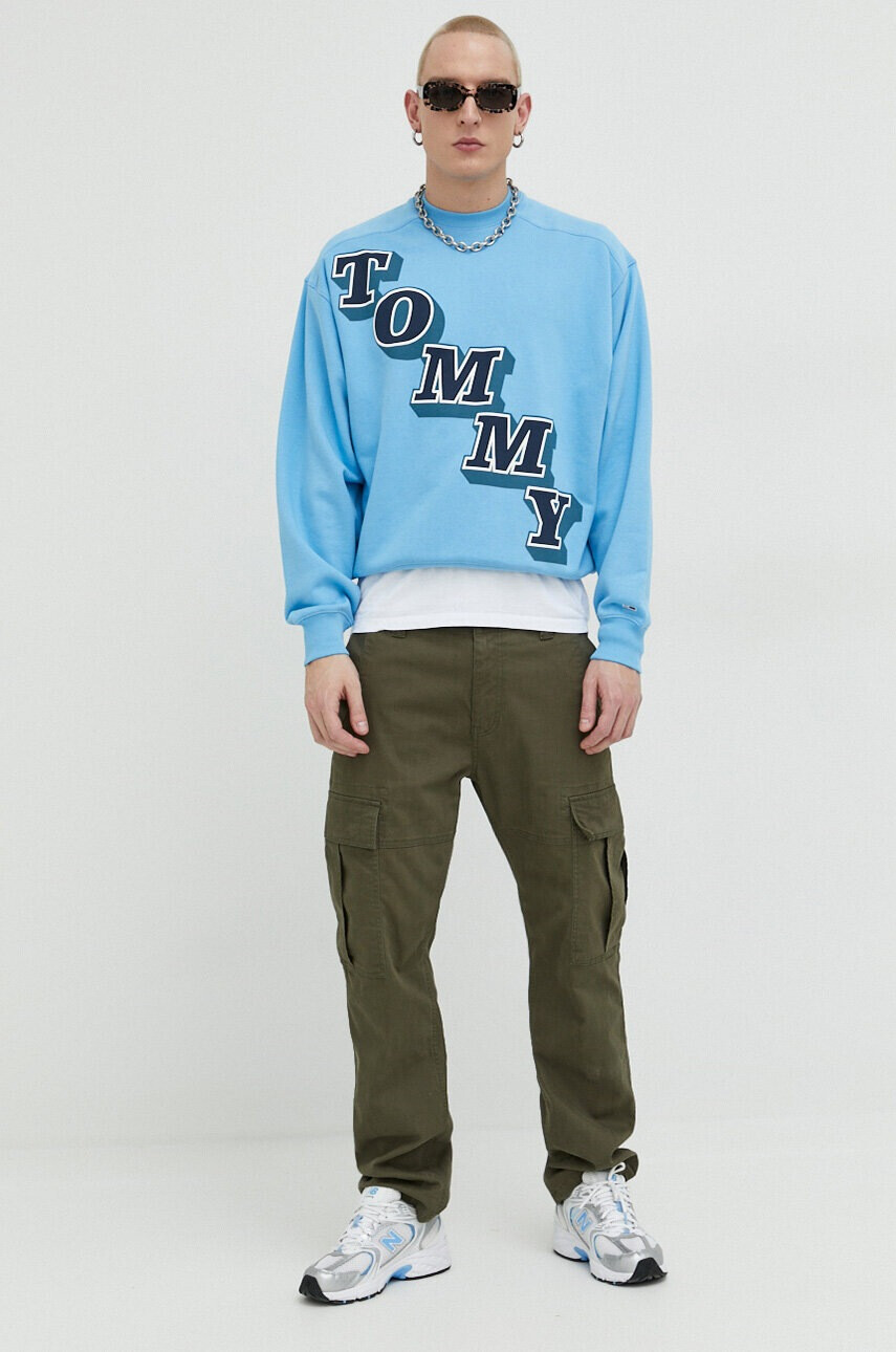 Tommy Jeans Суичър в синьо с принт - Pepit.bg