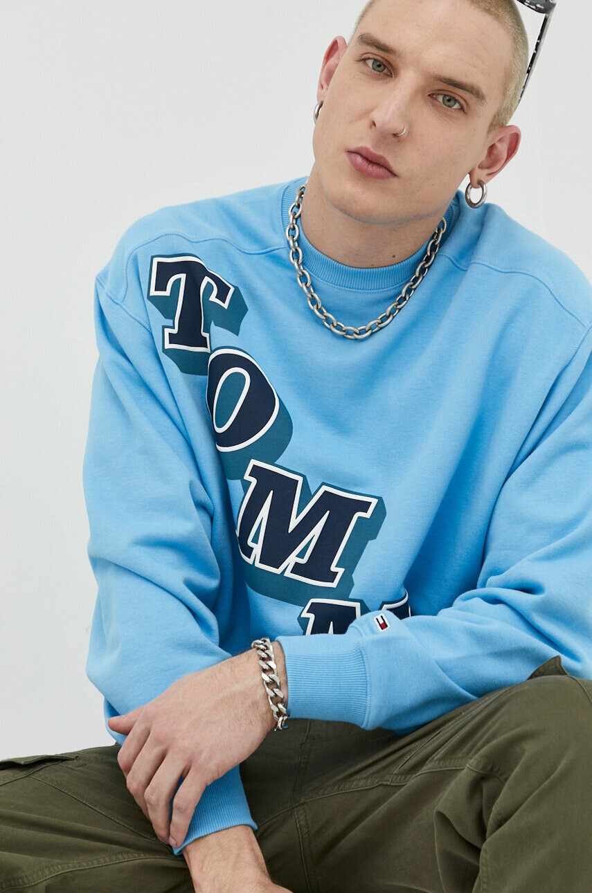 Tommy Jeans Суичър в синьо с принт - Pepit.bg