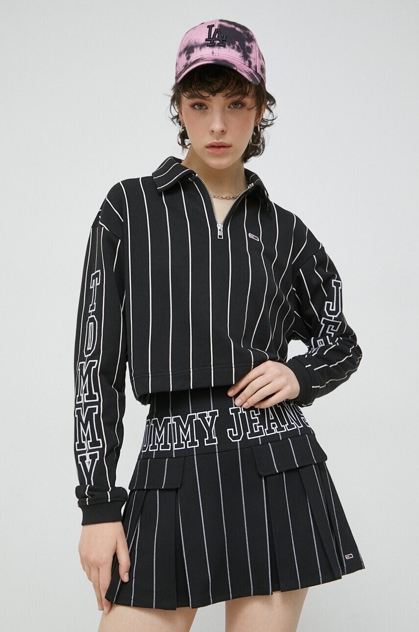 Tommy Jeans Суичър в черно с десен - Pepit.bg