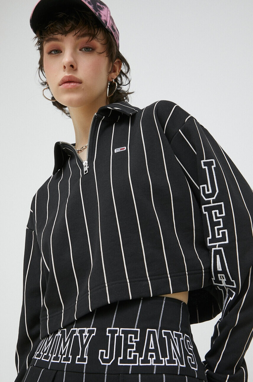 Tommy Jeans Суичър в черно с десен - Pepit.bg