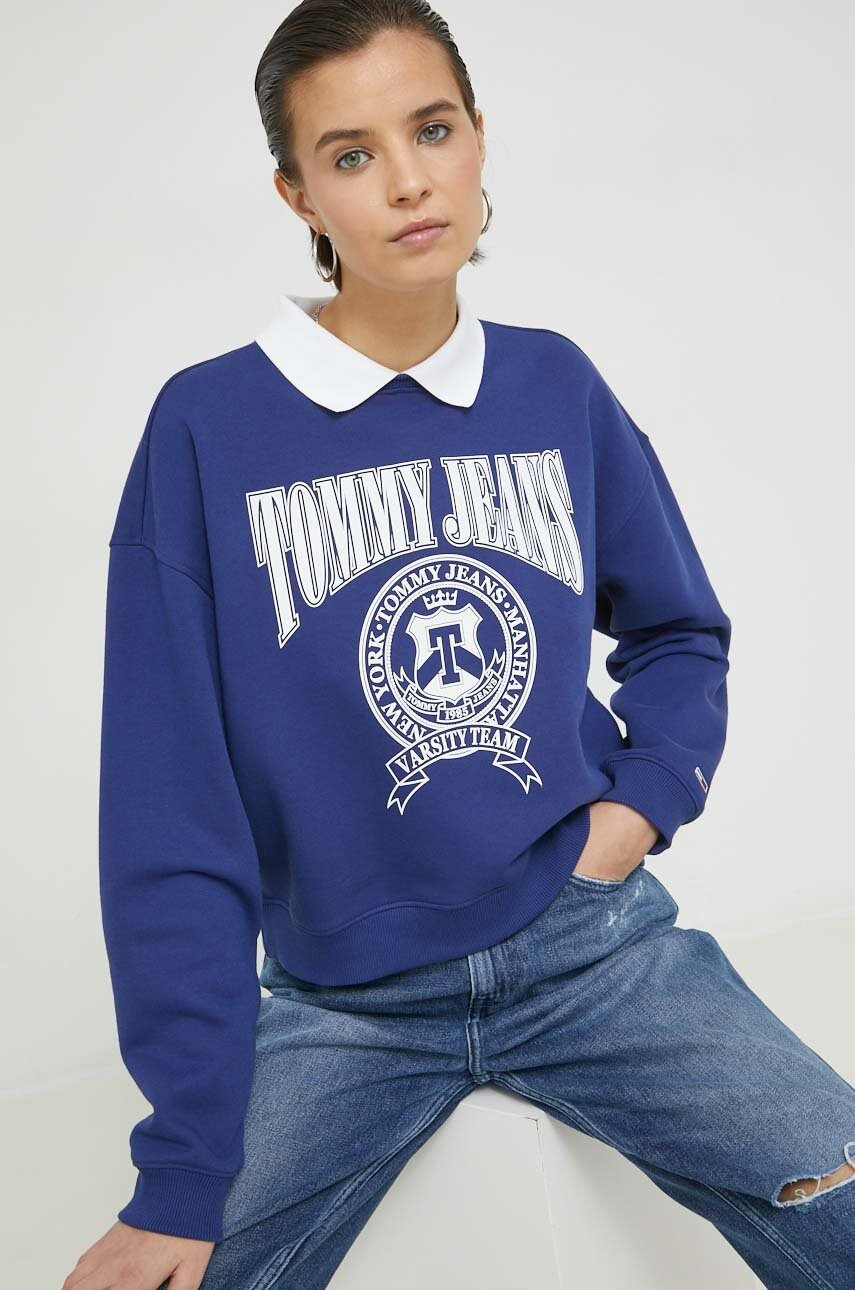 Tommy Jeans Суичър в тъмносиньо с принт - Pepit.bg