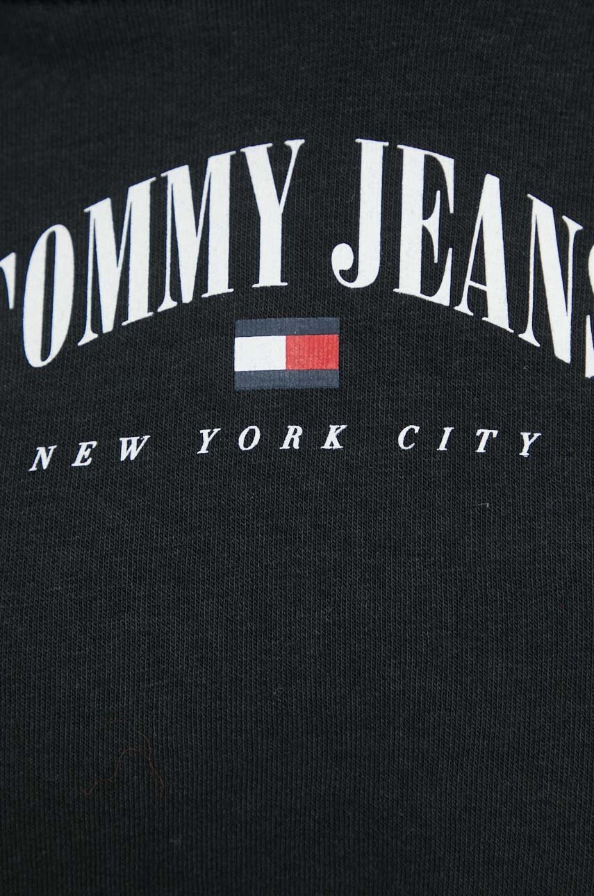 Tommy Jeans Суичър в черно с качулка с принт - Pepit.bg