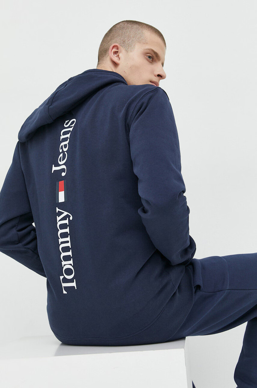 Tommy Jeans Суичър в тъмносиньо с качулка с принт - Pepit.bg