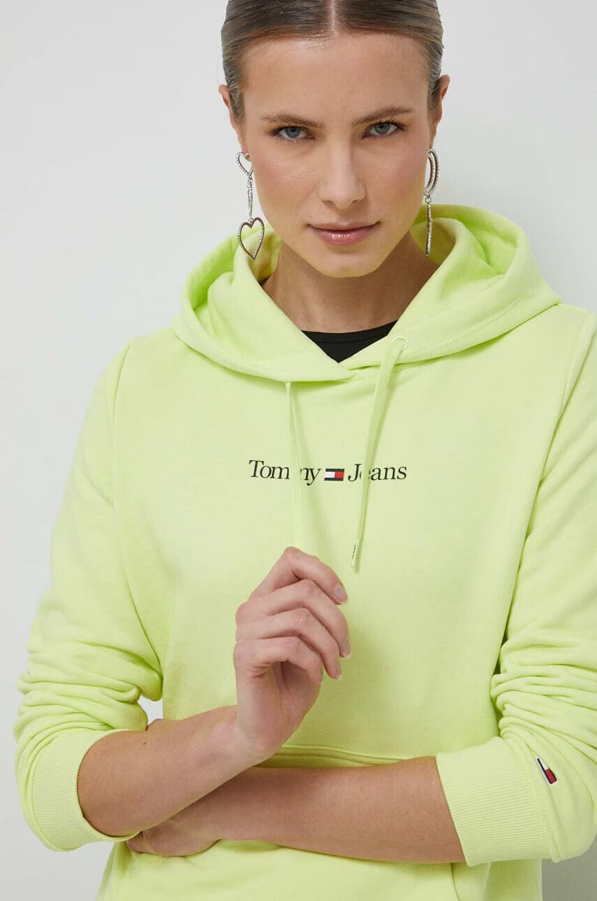 Tommy Jeans Суичър в жълто с качулка с принт - Pepit.bg