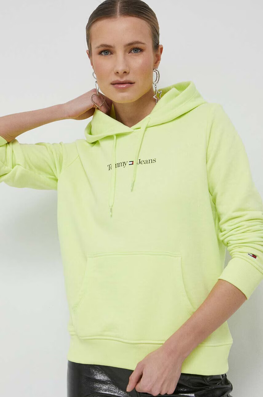 Tommy Jeans Суичър в жълто с качулка с принт - Pepit.bg