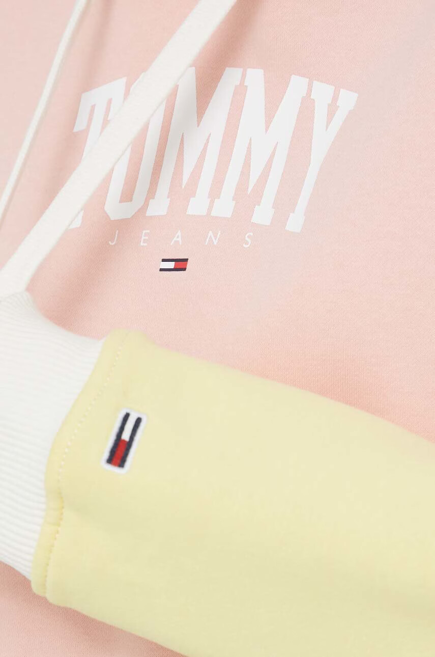 Tommy Jeans Суичър в розово с качулка с принт - Pepit.bg