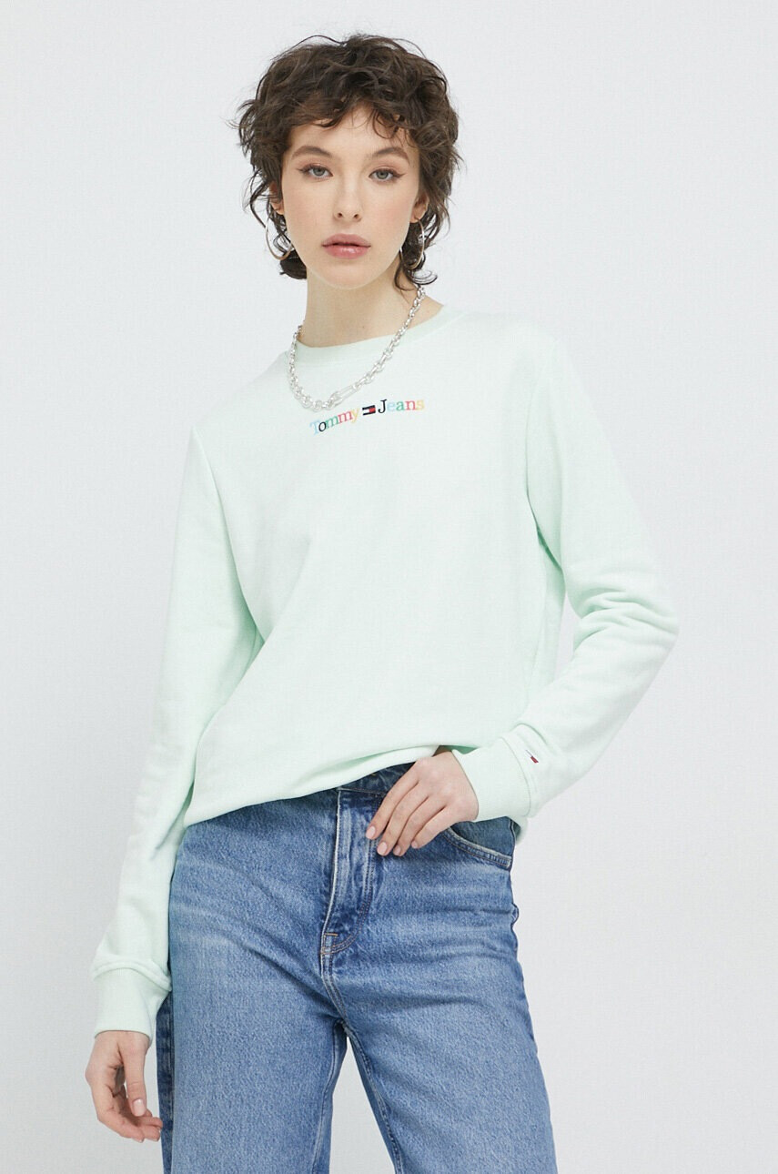 Tommy Jeans Суичър в зелено с апликация - Pepit.bg
