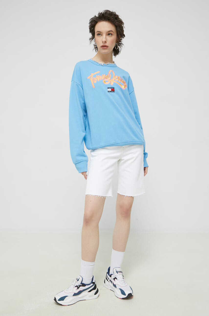 Tommy Jeans Суичър в синьо с апликация - Pepit.bg