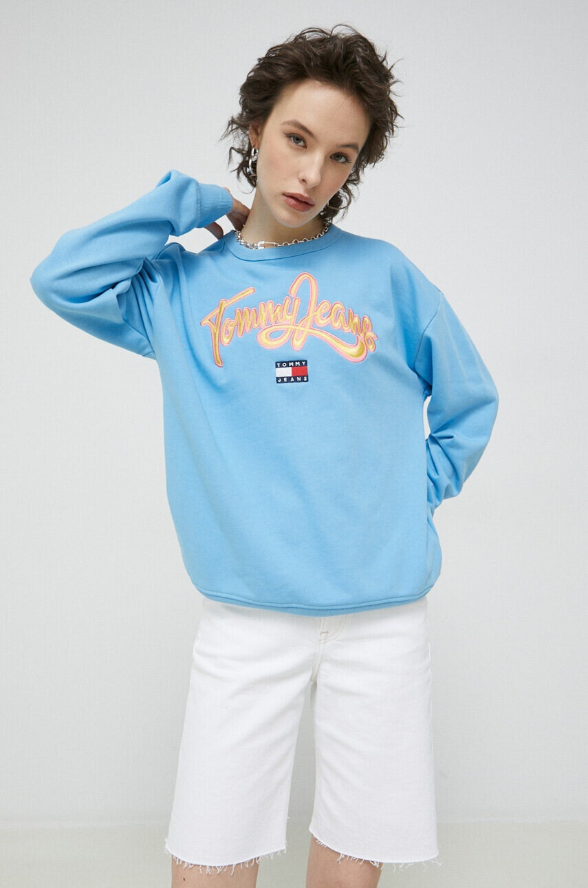 Tommy Jeans Суичър в синьо с апликация - Pepit.bg
