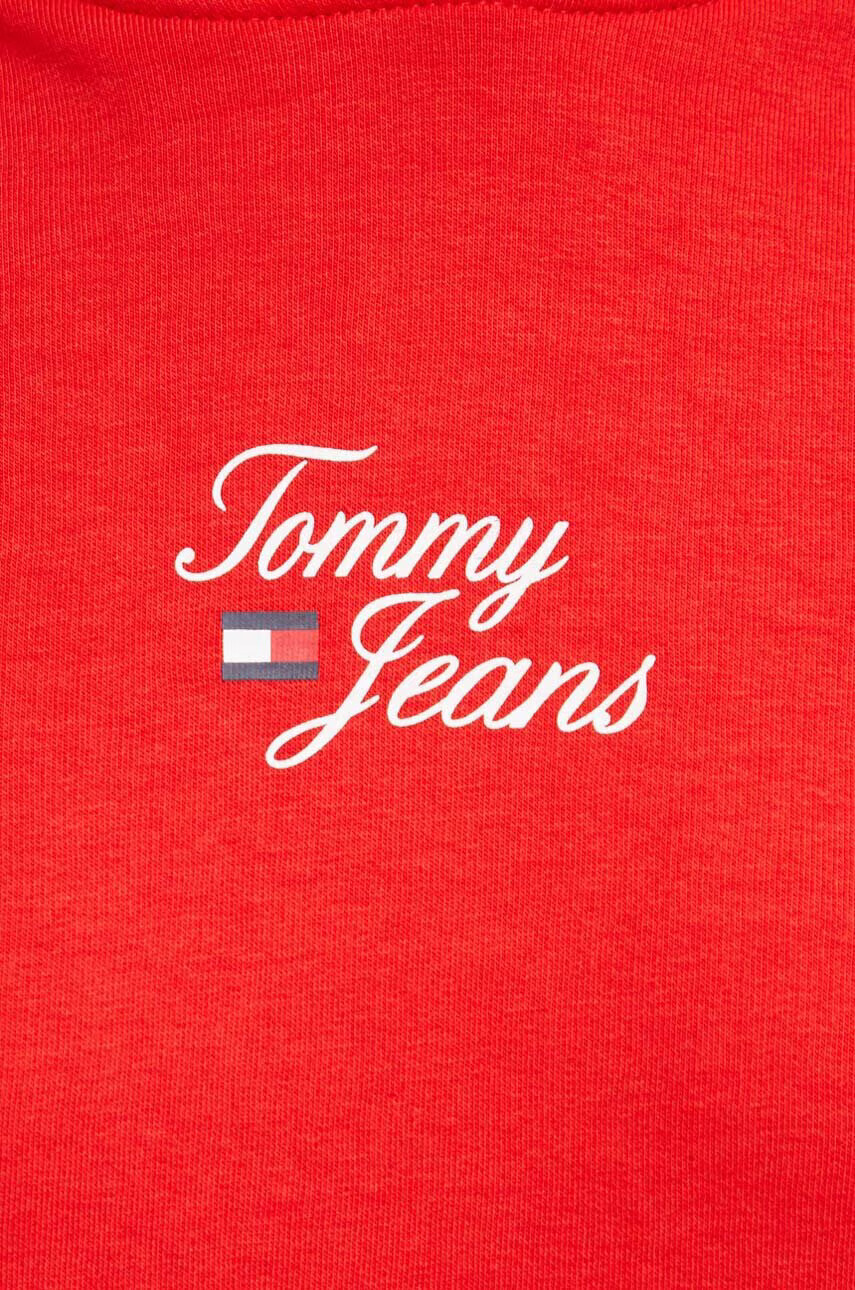 Tommy Jeans Суичър в червено с качулка с принт - Pepit.bg