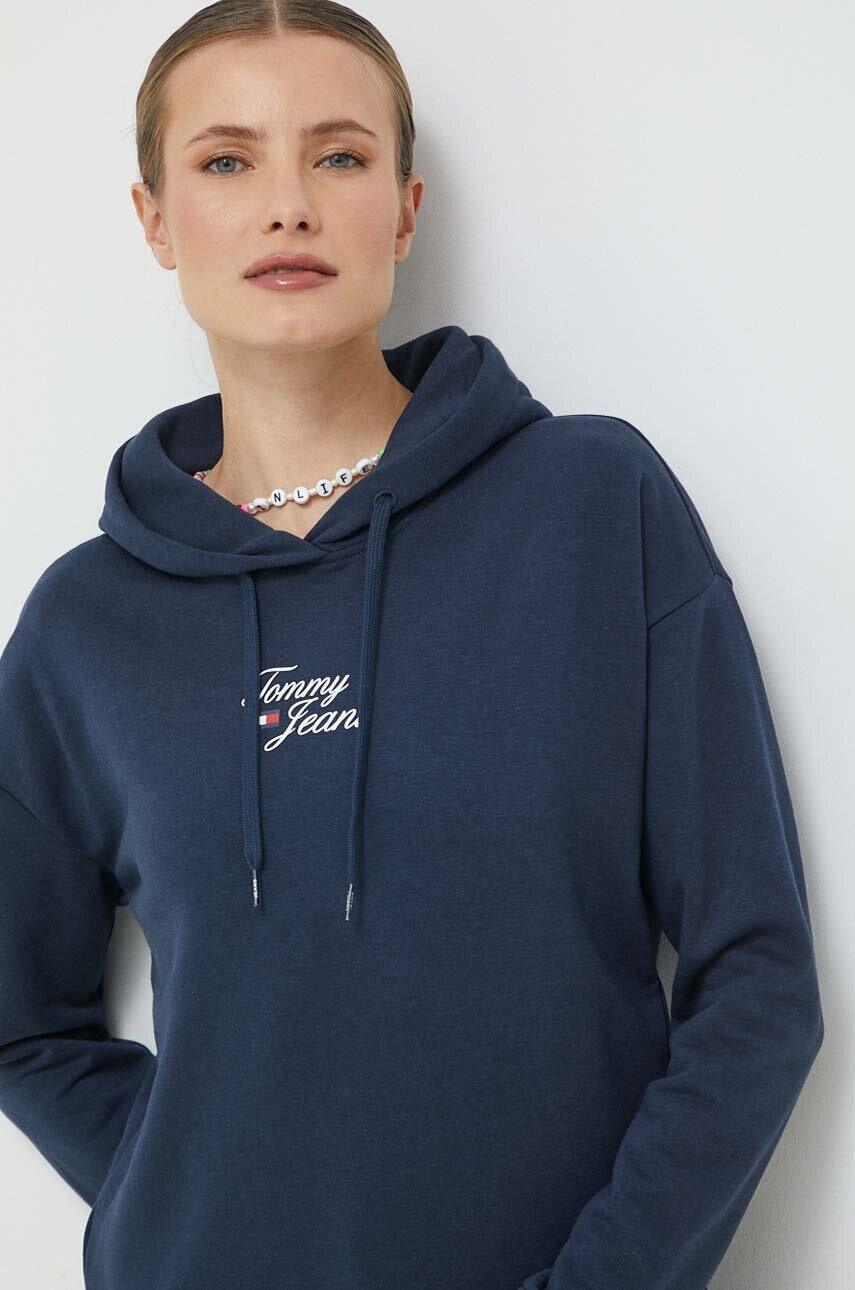 Tommy Jeans Суичър в тъмносиньо с качулка с принт - Pepit.bg