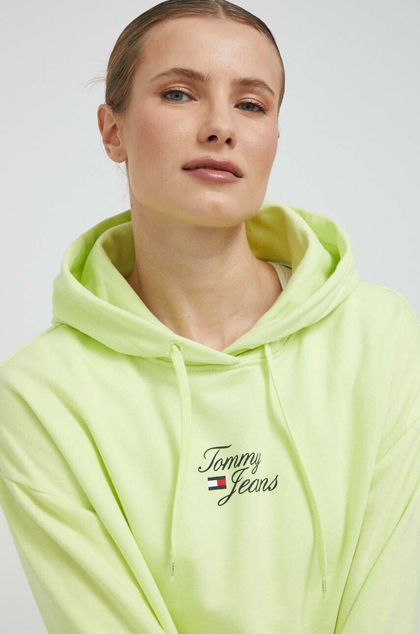 Tommy Jeans Суичър в жълто с качулка с принт - Pepit.bg