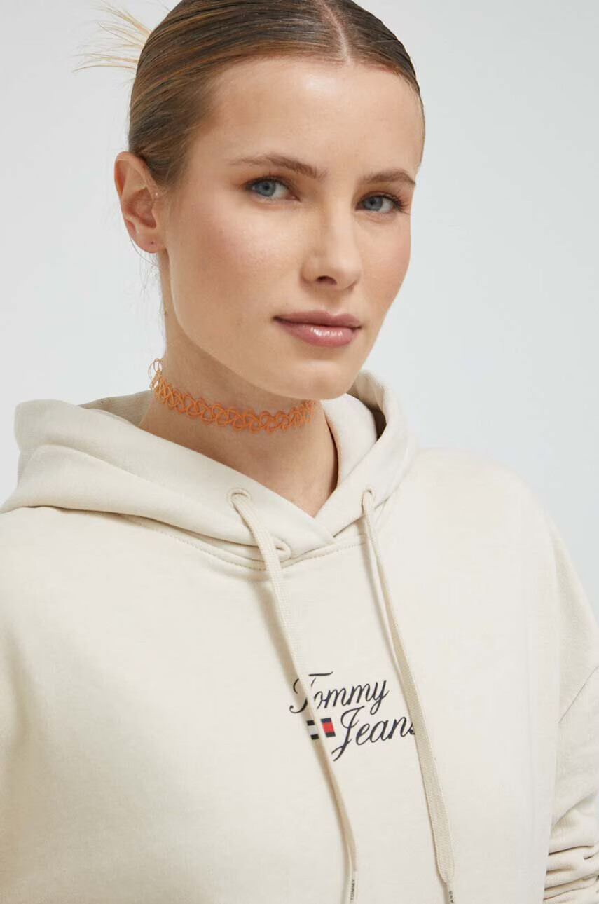 Tommy Jeans Суичър в бежово с качулка с принт - Pepit.bg