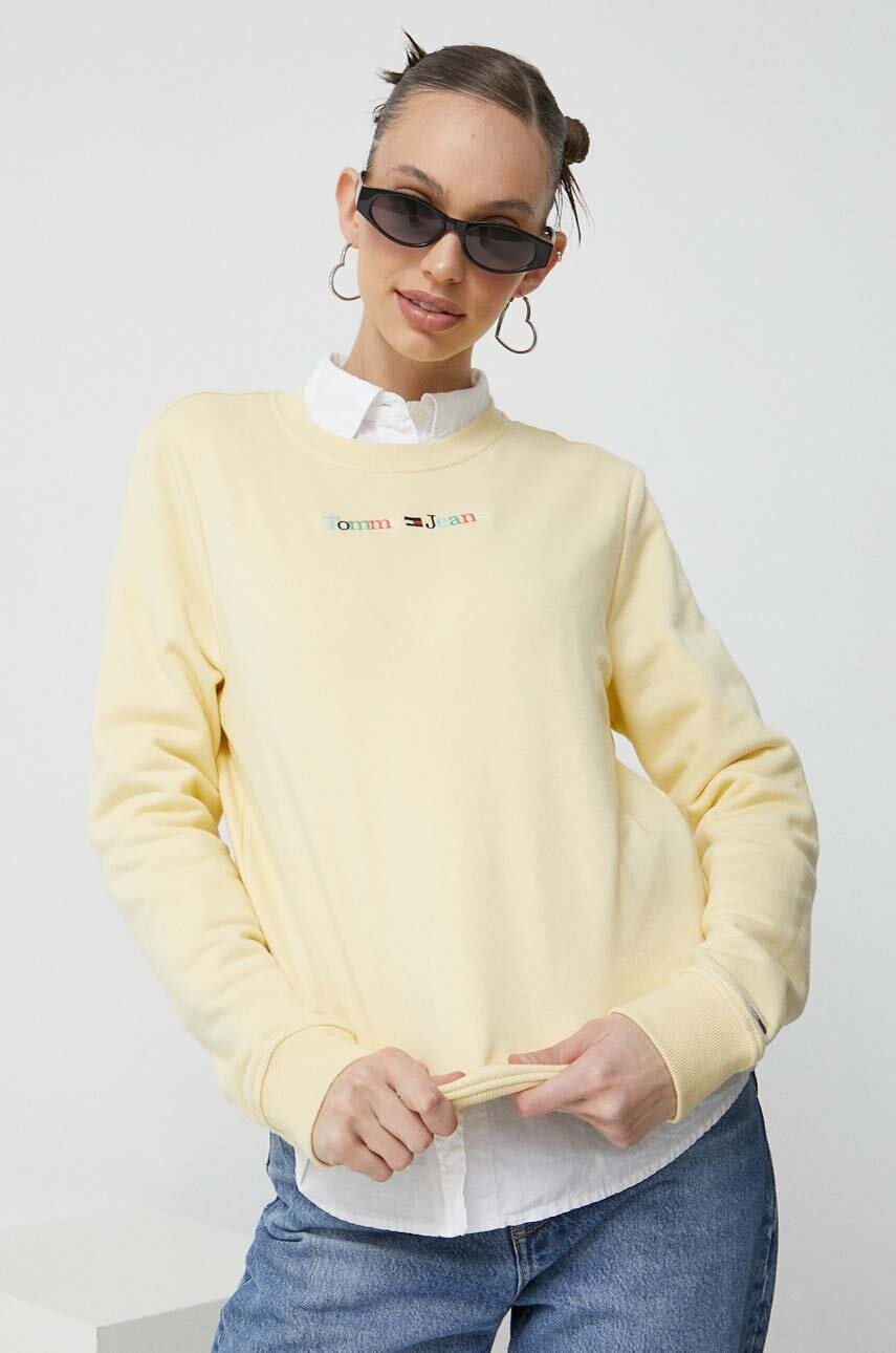 Tommy Jeans Суичър в жълто с апликация - Pepit.bg