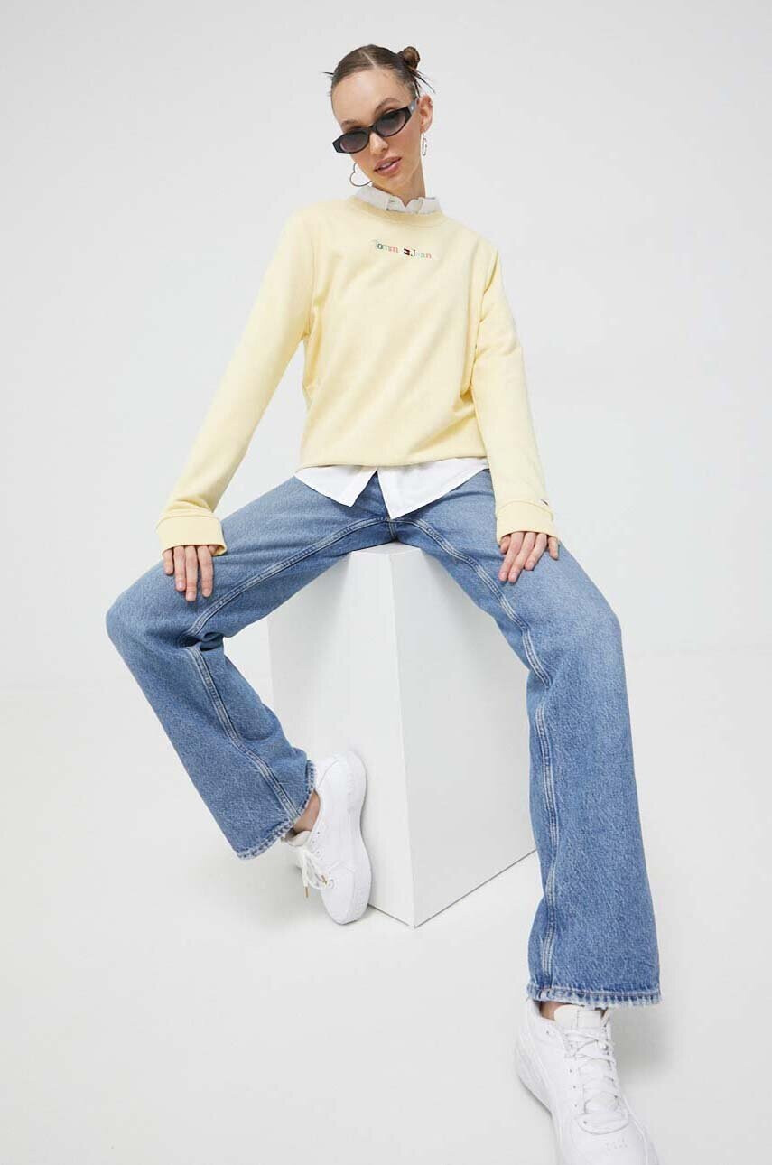 Tommy Jeans Суичър в жълто с апликация - Pepit.bg