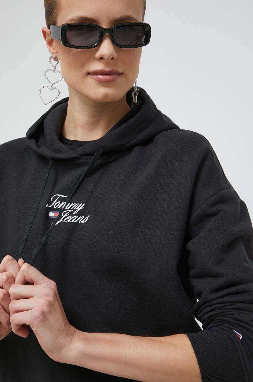 Tommy Jeans Суичър в черно с качулка с принт - Pepit.bg