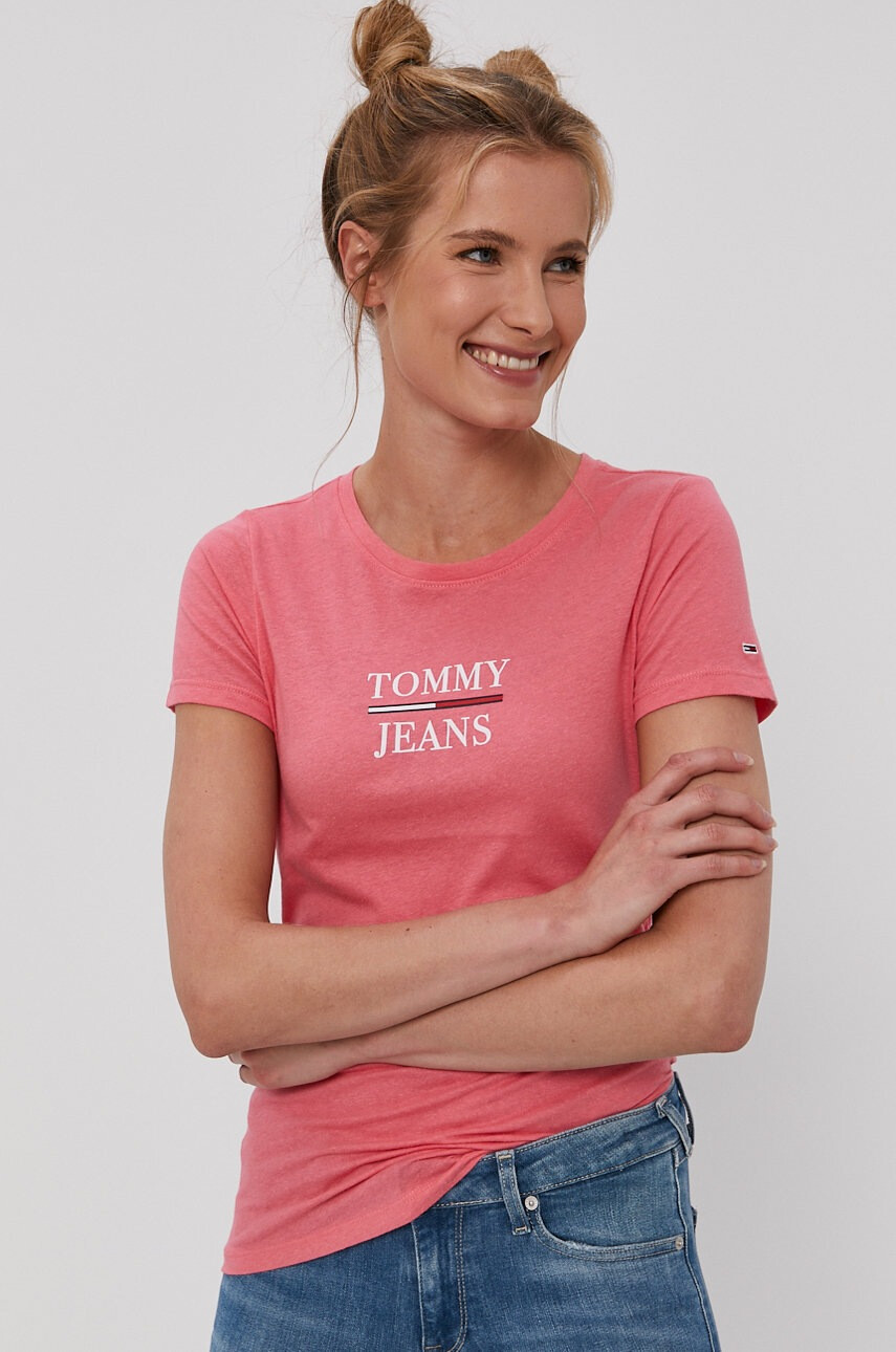 Tommy Jeans Тениска дамска в розово - Pepit.bg