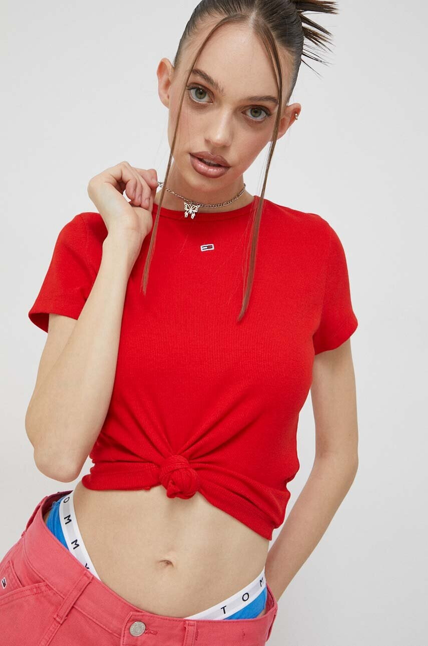 Tommy Jeans Тениска в червено - Pepit.bg