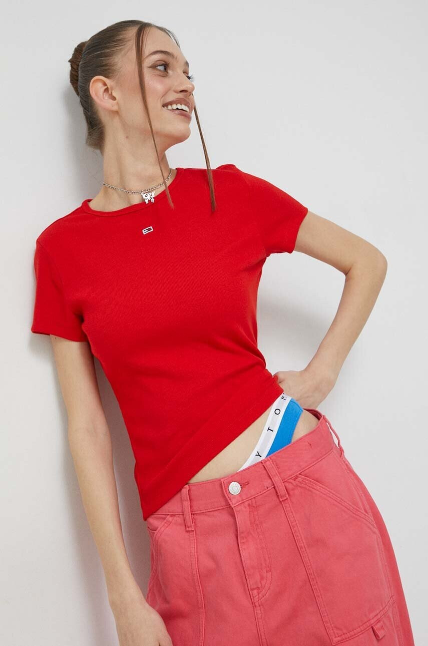 Tommy Jeans Тениска в червено - Pepit.bg