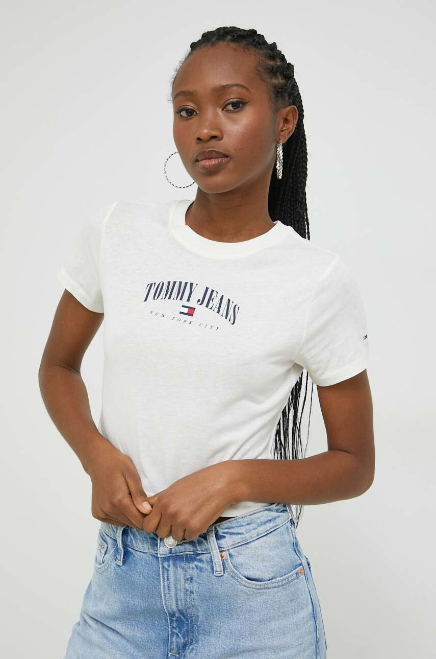 Tommy Jeans Тениска в бежово - Pepit.bg