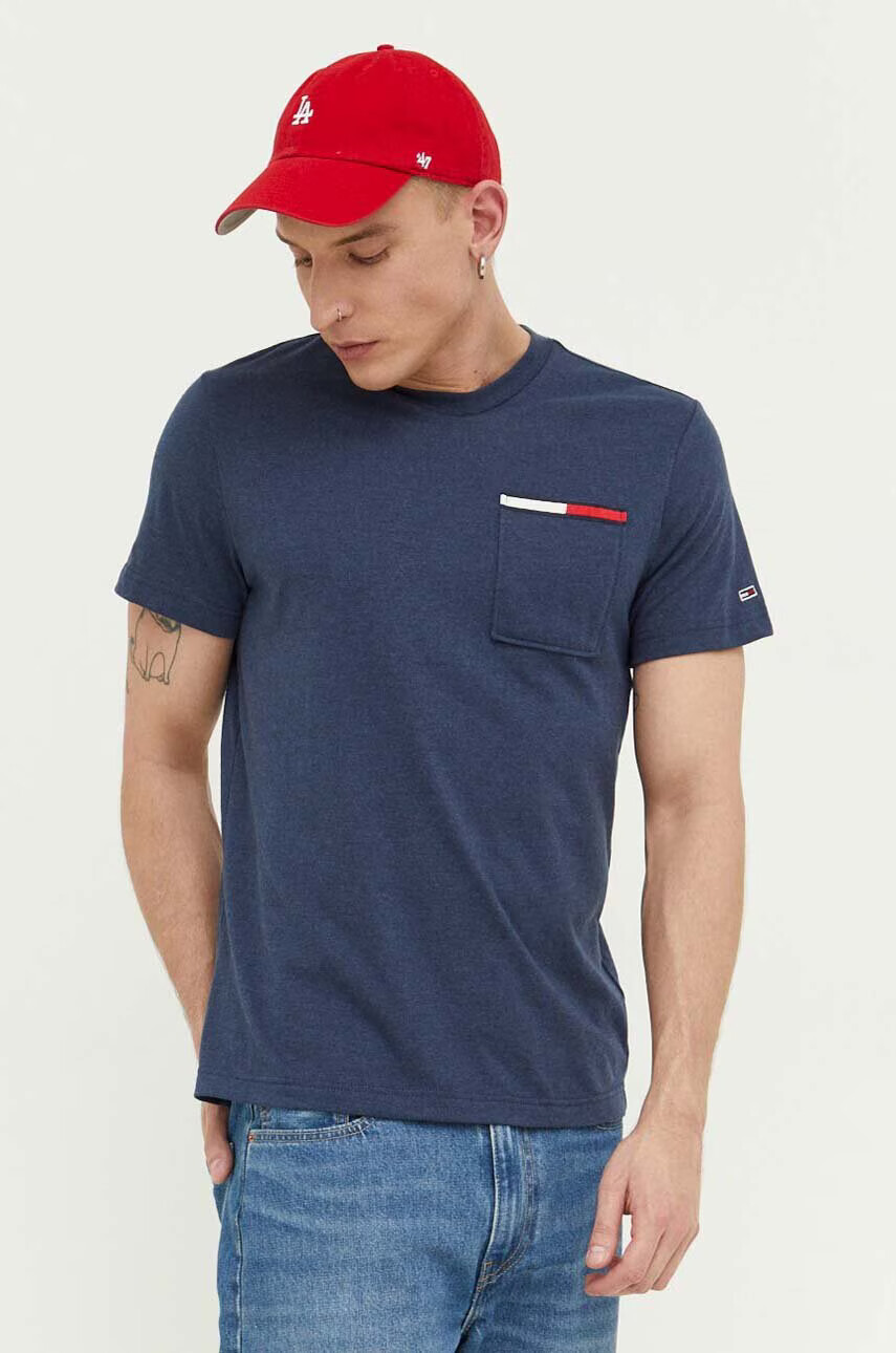 Tommy Jeans Тениска в тъмносиньо меланж на - Pepit.bg