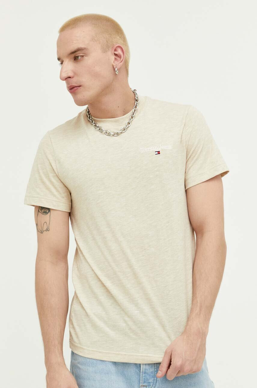 Tommy Jeans Тениска в бежово меланж на - Pepit.bg