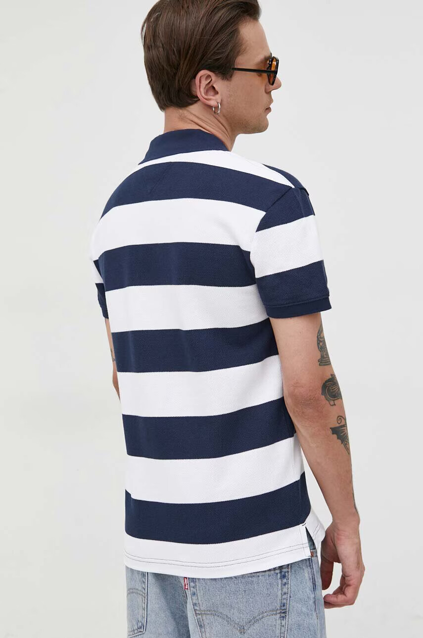Tommy Jeans Тениска с яка в тъмносиньо с десен - Pepit.bg