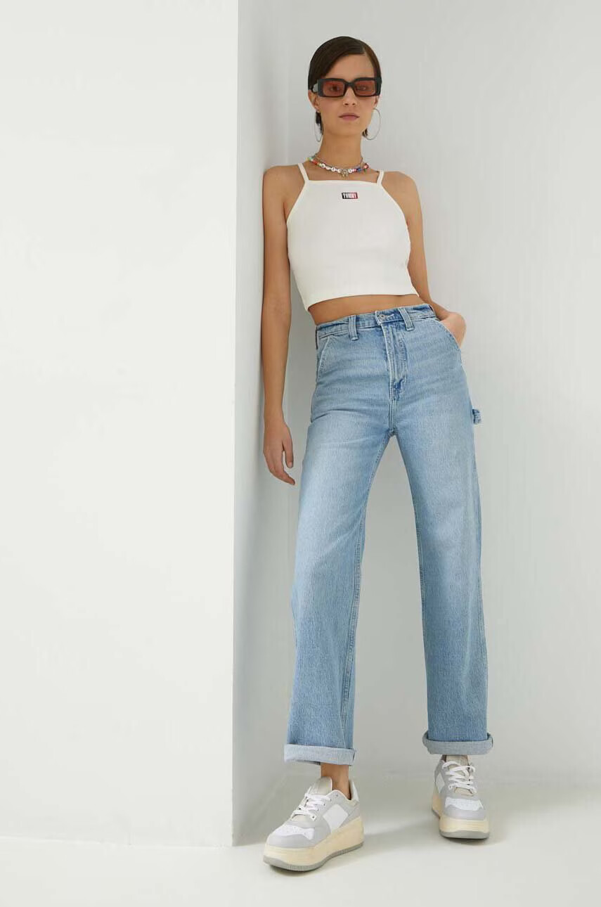 Tommy Jeans Топ дамски в бежово - Pepit.bg